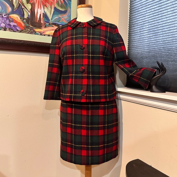 Pendleton 1960's Red Plaid Suit with Mini Skirt - Fits S-M - Picture 12 of 14